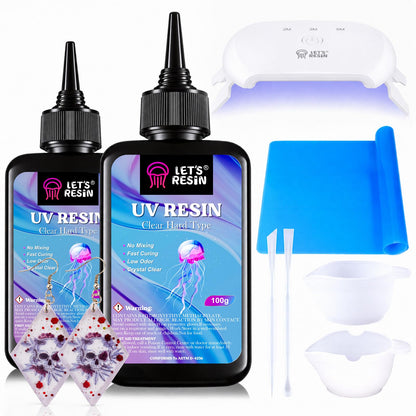 LET'S RESIN UV Resin with Light, Upgraded 200g Starter Kit for Jewelry