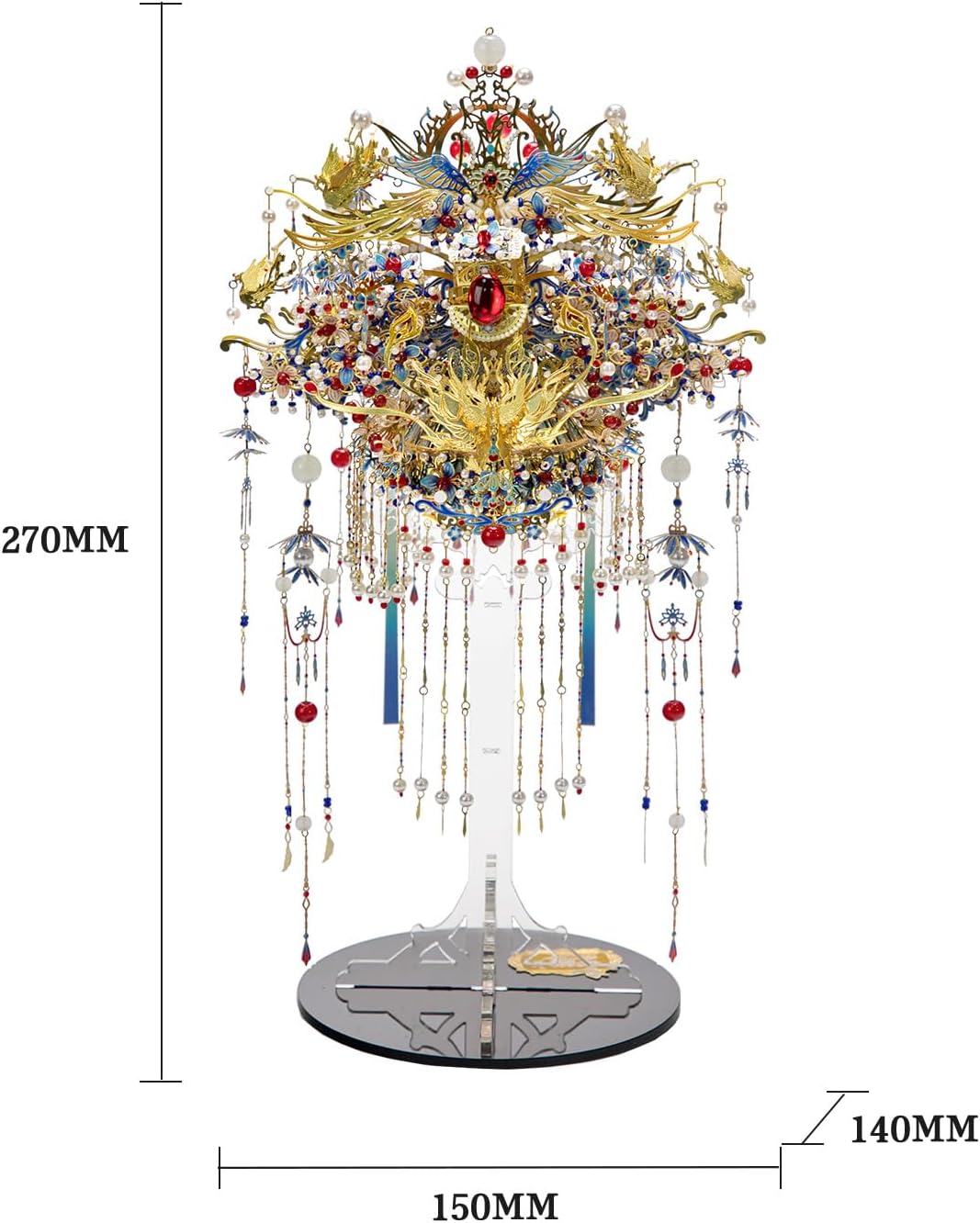 MU Phoenix Crown 3D Metal Puzzles, Chinese Ancient Gemmy Coronet Model Kits Building for Adult, Birthday Wedding Gift Home Decoration