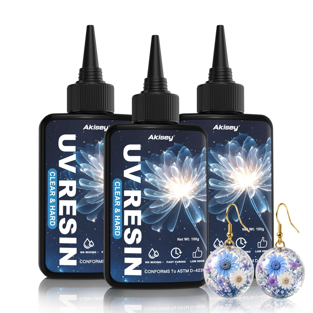 Akisey UV Resin, 200g Crystal Clear UV Epoxy Resin for Jewelry & DIY Craft