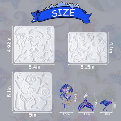 YODOYO Resin Earring Molds 3pcs Ocean Marine Life Jewelry Resin Molds