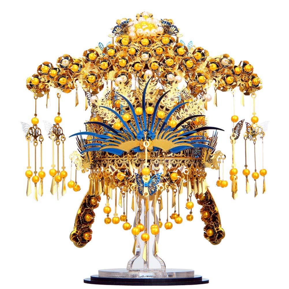 Piececool 3D Metal Asian Puzzles Model Kits- Garuda Coronet Metal Building Kit for Adults, Brain Teaser Puzzle DIY Handcraft Model Kits, Fidget 3D Puzzles Gifts for Teens Man Woman Family- 522 Pcs