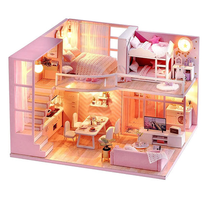 DIY Miniature Dollhouse Kit with Furniture Plus Dust Proof & Music Movement