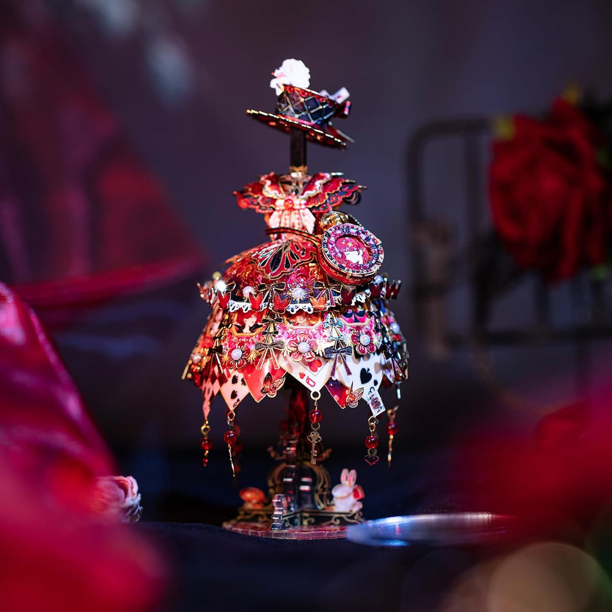 MU 3D Metal Puzzles for Adults Building Queen of Hearts Fairy Tale Red Ball Dress, The Queen of Wonderland Miniature Metal Model Kits Assembling, Birthday Xmas New Year Gift DIY Toys Desk Decor