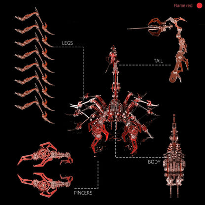 Mechanical Scorpion King Red 3D Metal Puzzle 3D Metal Model Kits DIY Mechanical Fine Assembly Model Toy Suitable for Adults and Teenagers, Enhance Hands-on Ability, Creative Decorations