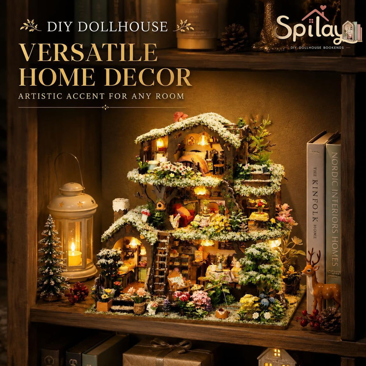 Spilay DIY Miniature House Kit for Adults, Tree Dollhouse Building Kit
