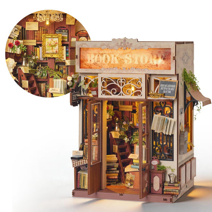 Book Nook Kit, Magic Shop DIY Miniature House Kit with Stepless Dimming