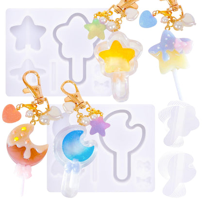 Alphabet Resin Shaker Molds Kawaii Keychain Charm Large and Small Set Pack of 107 Silicone Trays Seal Films Precision Tip Applicator Bottle Kit Bundle