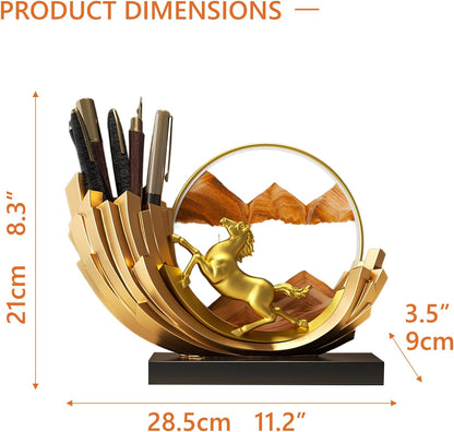 Desktop Moving Sand Art Decor,Chinese Quicksand Ornaments,Natural Landscape Quicksand Art for Desk Decor and Office Decor Home Decor (Null White)