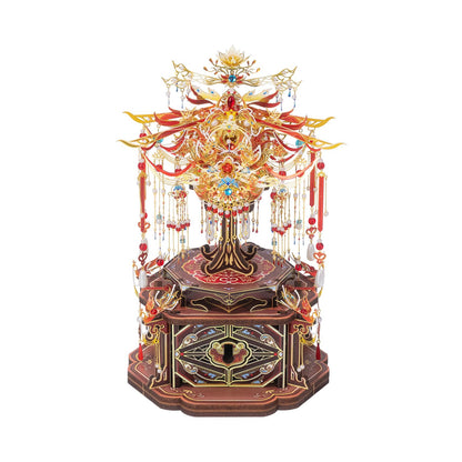 MU 3D Metal Puzzle Chinese Wedding Bridal Fan Models Kits Building 3D Wooden Puzzles Base, DIY Craft Work Miniature Building, Wedding Present Gifts Home Desk Decor