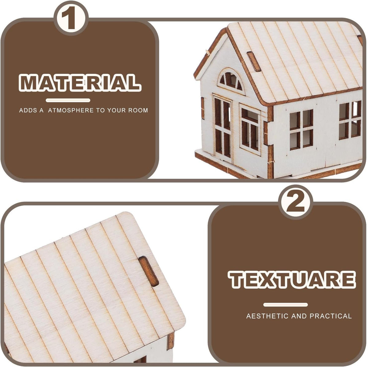 Unfinished Kit Model House Wood Assembly DIY for Adults