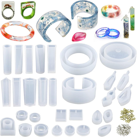 LET'S RESIN 30pcs Resin Jewelry Molds, Jewelry Molds for UV Resin, Resina Silicone Molds kit with Bracelet,Pendant,Ring for Epoxy Casting