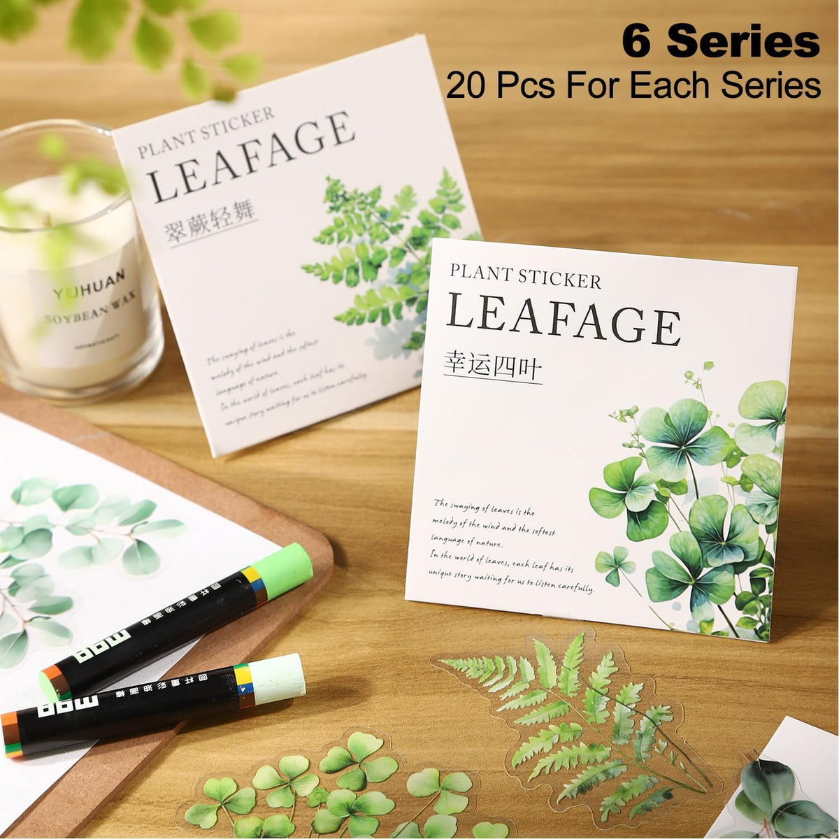 120 Pcs Botanical Leaf Stickers for Scrapbooking and Journaling
