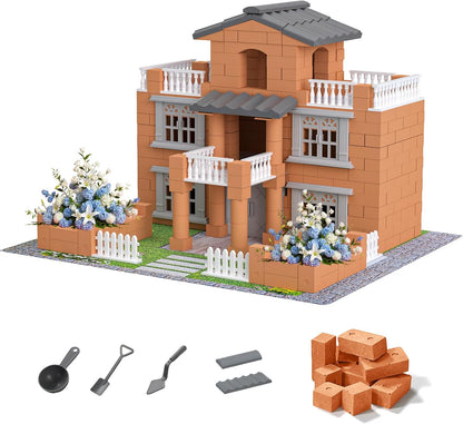 Mini House Building Kit for Kids 8+, Tiny Home with Real Bricks & Tiles