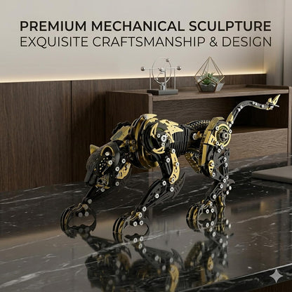 3D Metal Puzzle for Adults, 506Pcs Mechanical Leopard Model Kit (BlackGold)