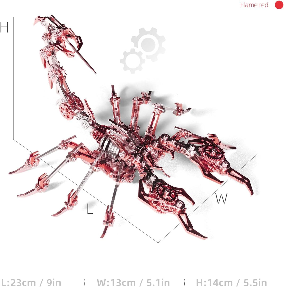 Mechanical Scorpion King Red 3D Metal Puzzle 3D Metal Model Kits DIY Mechanical Fine Assembly Model Toy Suitable for Adults and Teenagers, Enhance Hands-on Ability, Creative Decorations