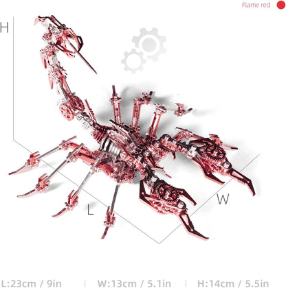 Mechanical Scorpion King Red 3D Metal Puzzle 3D Metal Model Kits DIY Mechanical Fine Assembly Model Toy Suitable for Adults and Teenagers, Enhance Hands-on Ability, Creative Decorations