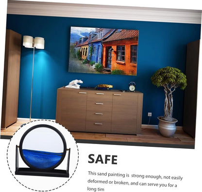 Creative Moving Sand Art Hourglass Quicksand Picture Ornament for Home Office Relaxation Desktop Decoration