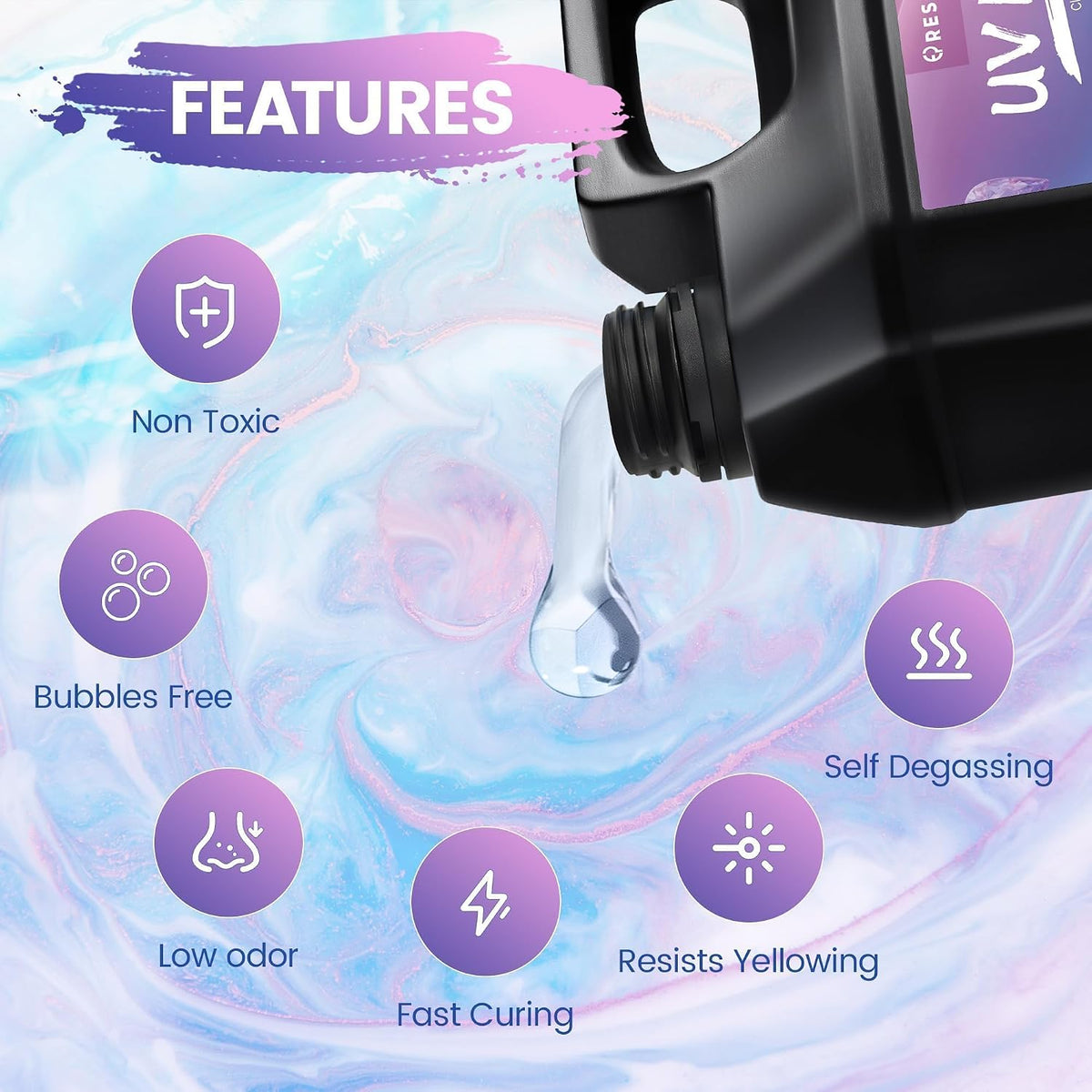 UV Resin 1000g, Crystal Clear Anti-Yellowing Hard Resin for DIY Crafts