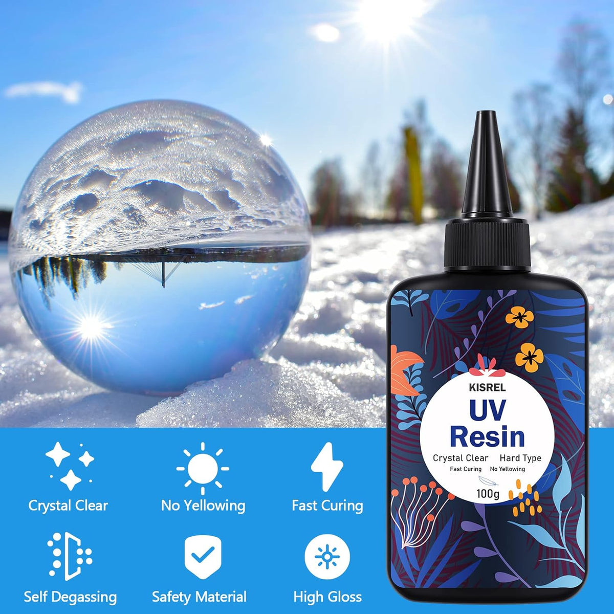 KISREL UV Resin 300g, Hard Type UV Resin Kit for Craft Jewelry Making