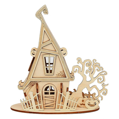 3D Wooden Halloween Ghost House,DIY PuzzleModel Haunted Spooky BuildingKit