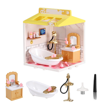 DIY Miniature House Play Kit for Beginners, Playhouse Toys for Boys and Girls, Home Scene Toys, Suitable for Children Aged 345678, immersive Experience of Life Scenes (Sunny Hugs Living Room)