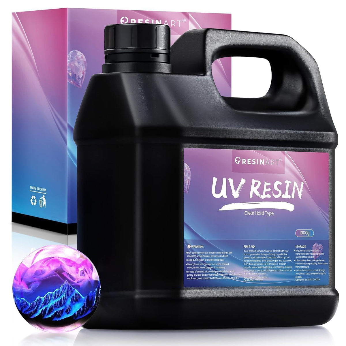 UV Resin 1000g, Crystal Clear Anti-Yellowing Hard Resin for DIY Crafts