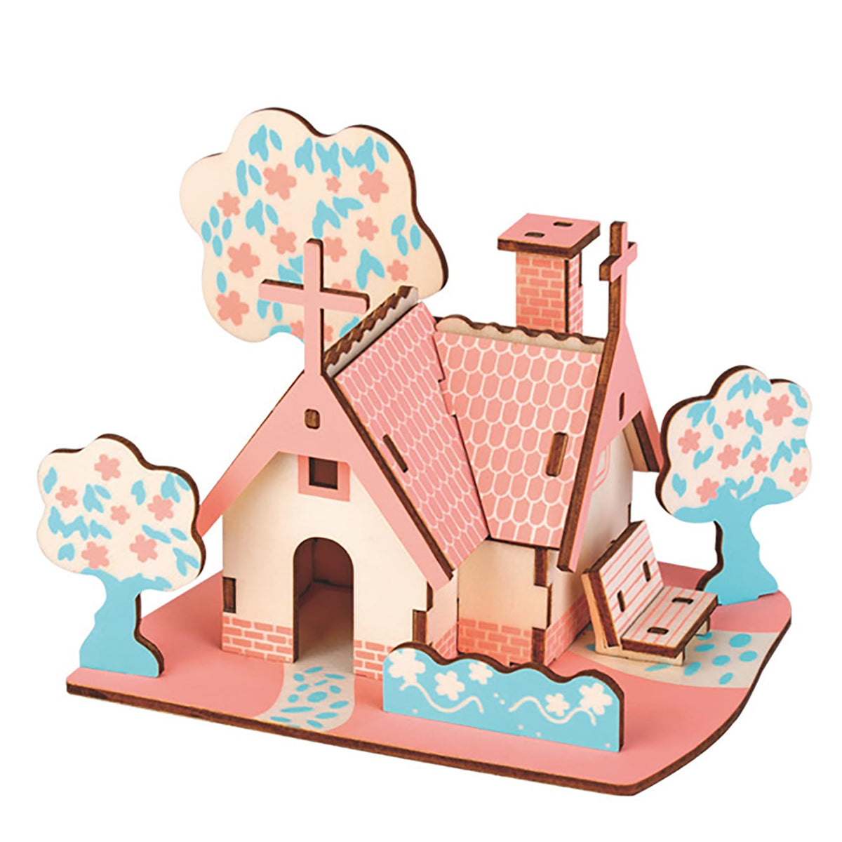 Log Cabin 3D Wooden House Puzzle,DIY Mini Building Model Kit，001