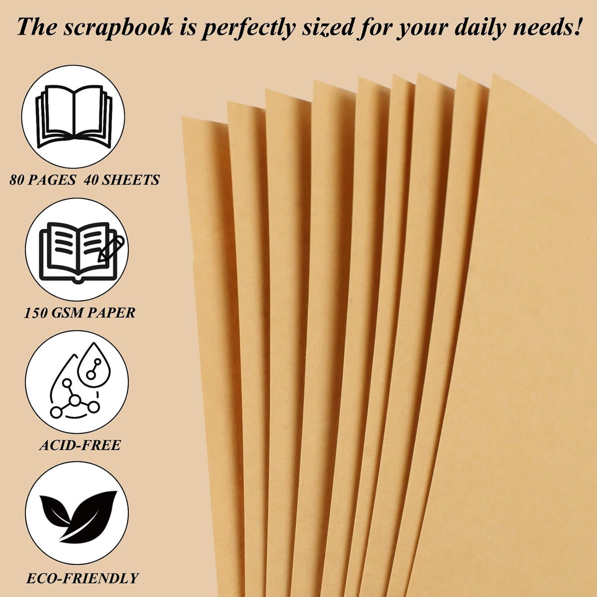 Joyberg Scrapbook 80 Pages, Scrapbooking Supplies 8 x 8 In, junk journal Album Suitable for Album Memory Book Wedding, Anniversary Family, DIY Craft Projects (Brown)