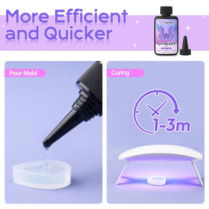 HeyClear UV Resin kit 300g Premixed UV Epoxy Resin Glue Cure for Crafts