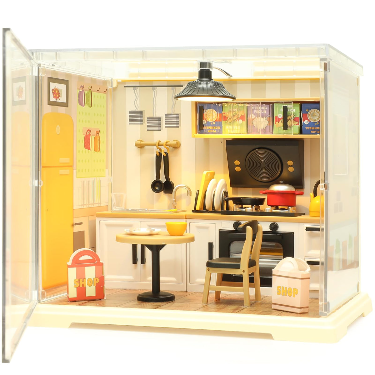 DIY Miniature Living Room Dollhouse Kit with LED, Suitable for Display Mini Figures, Make It Miniature, Mini Dollhouse Kit for Adults, Teens, and Beginners to Build, Gift for Friends and Hobbies