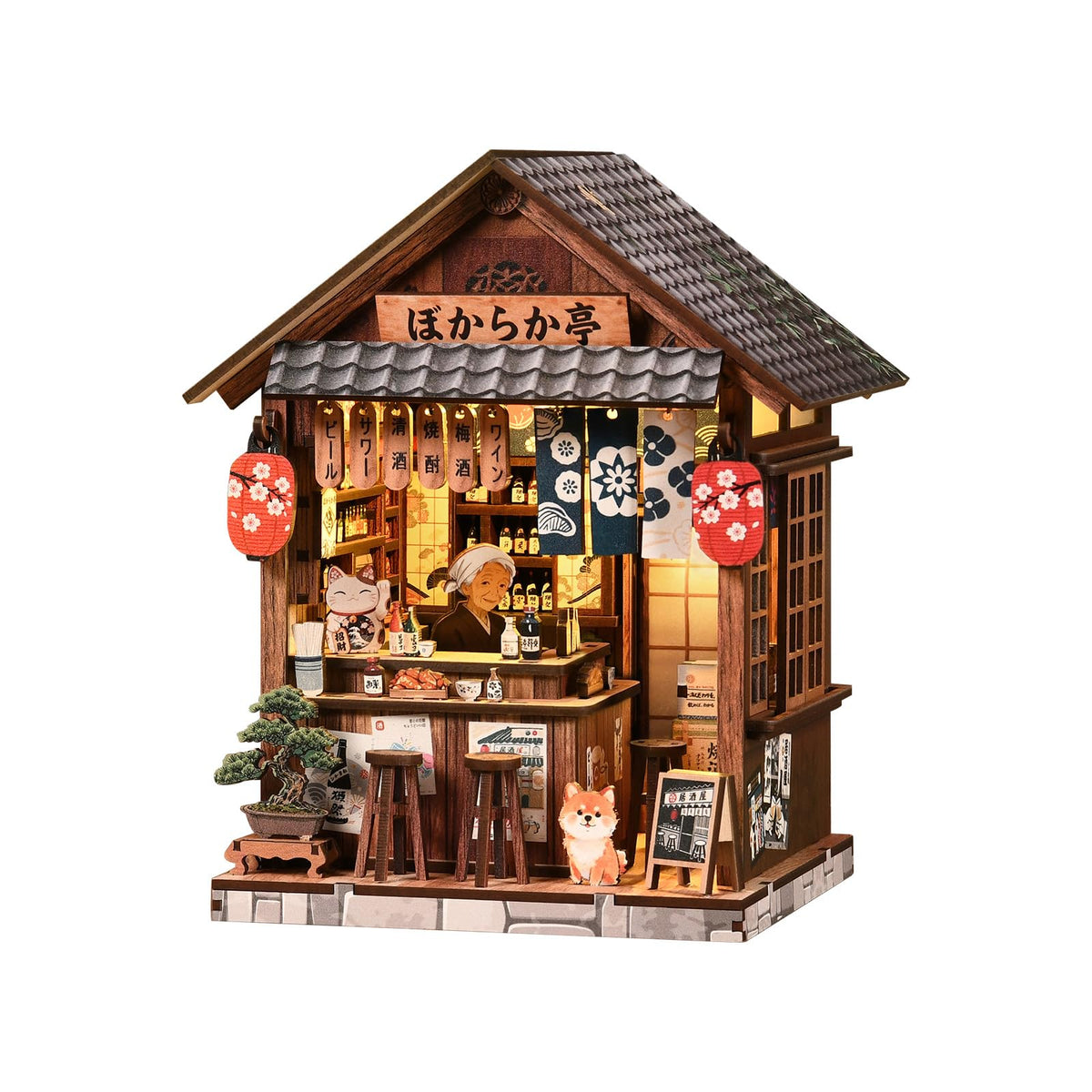 DIY Miniature Dollhouse Kit, 3D Wooden Puzzle Coffee Shop Model, Creative Mini Cafe Building Set with Furniture, Arts and Crafts Gift for Adults & Teens (Country Cafe)