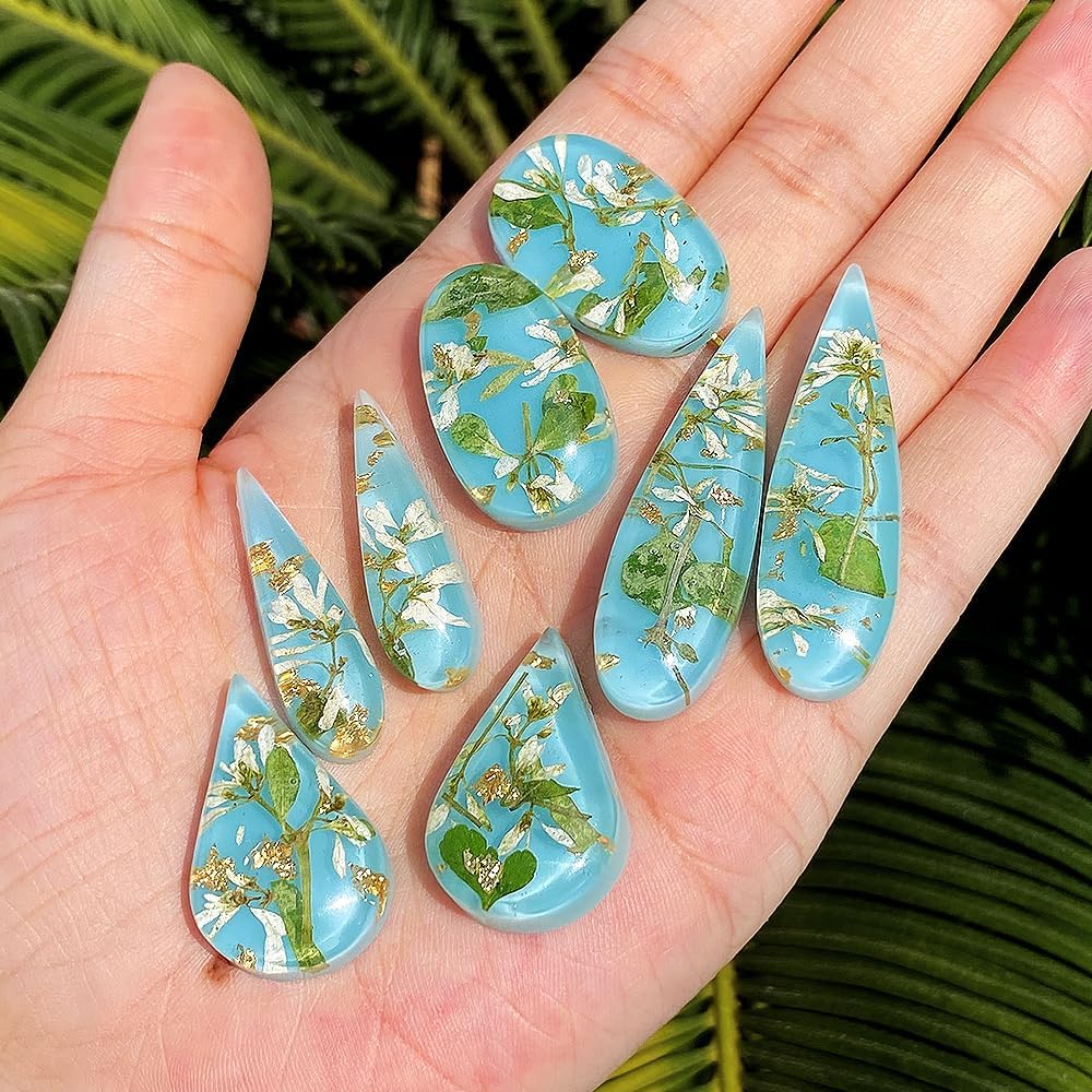 RESINWORLD Stud Earrings Silicone Mold with 41 Paired Shapes, Rectangle Teardrop Dangle UV Resin Mold, Cabochon Jewelry Making Casting Mold