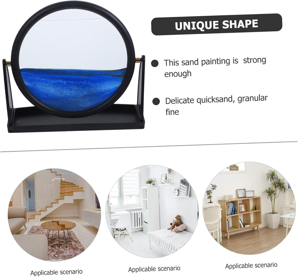 Creative Moving Sand Art Hourglass Quicksand Picture Ornament for Home Office Relaxation Desktop Decoration
