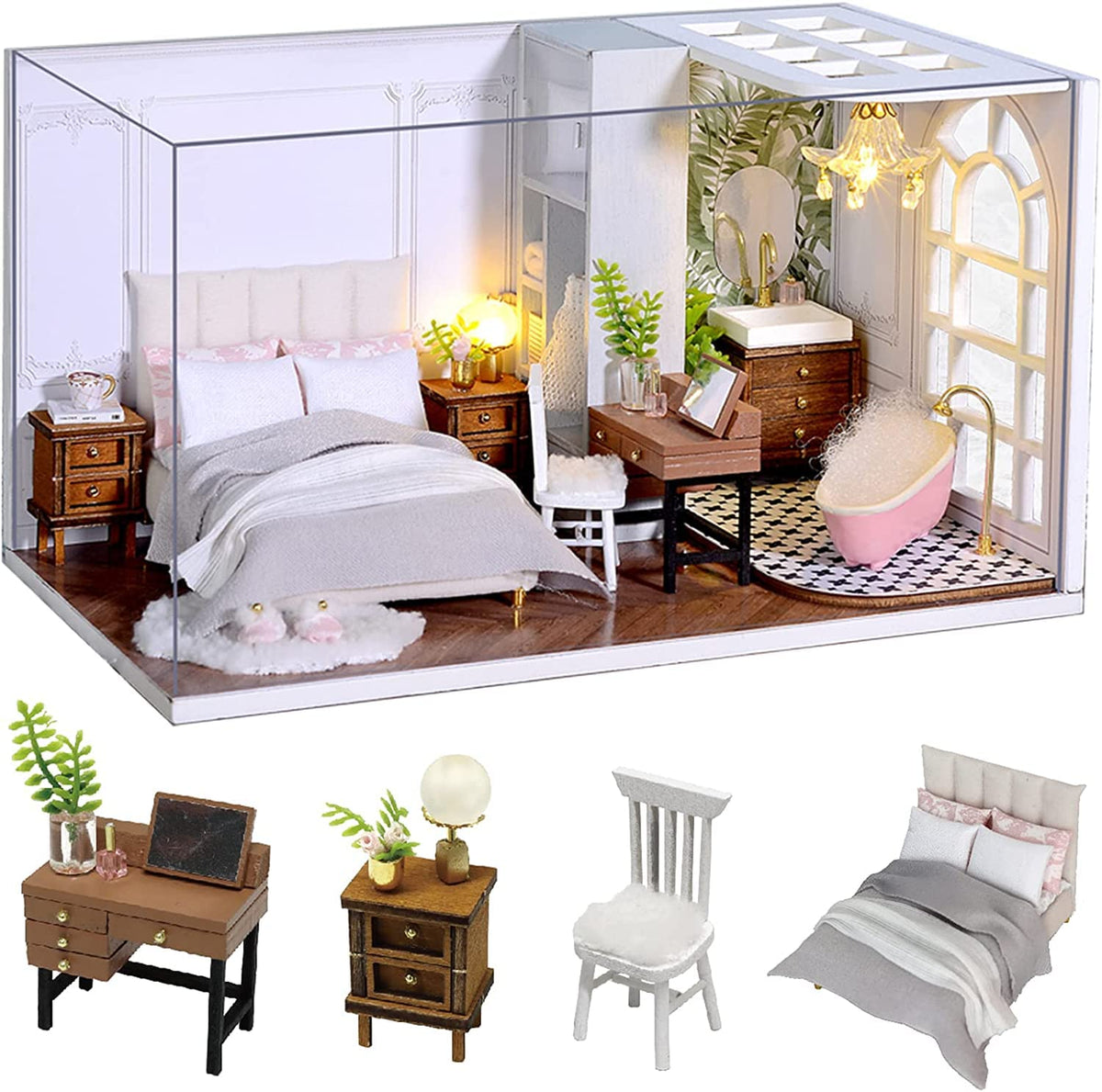 CUTEROOM DIY Doll Room Miniature Furniture Wooden House Kit-Study Room