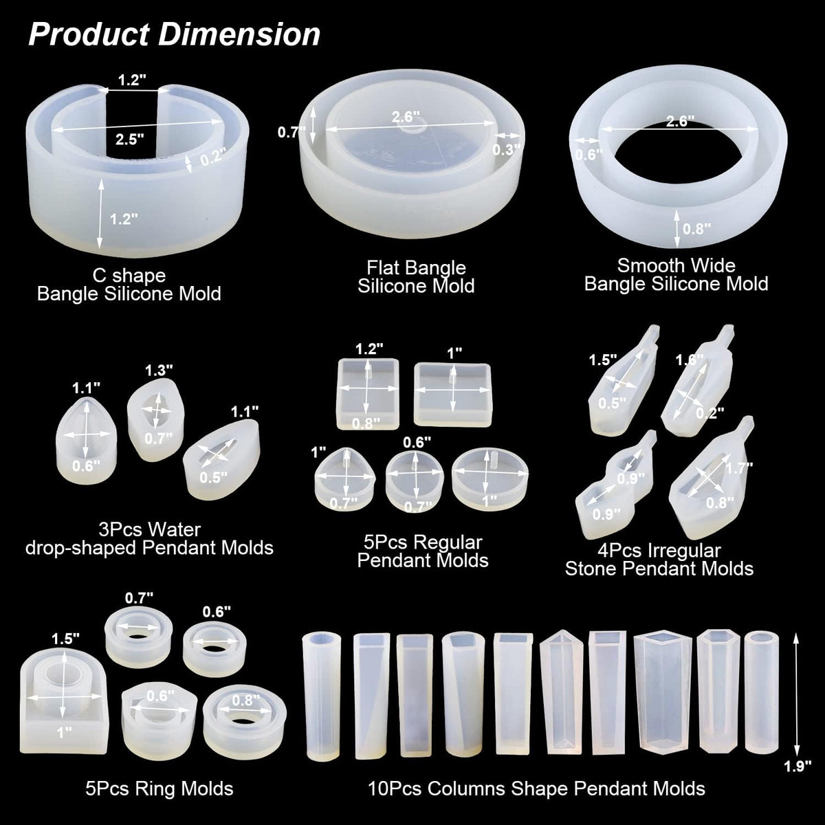 LET'S RESIN 30pcs Resin Jewelry Molds, Jewelry Molds for UV Resin, Resina Silicone Molds kit with Bracelet,Pendant,Ring for Epoxy Casting