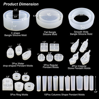 LET'S RESIN 30pcs Resin Jewelry Molds, Jewelry Molds for UV Resin, Resina Silicone Molds kit with Bracelet,Pendant,Ring for Epoxy Casting