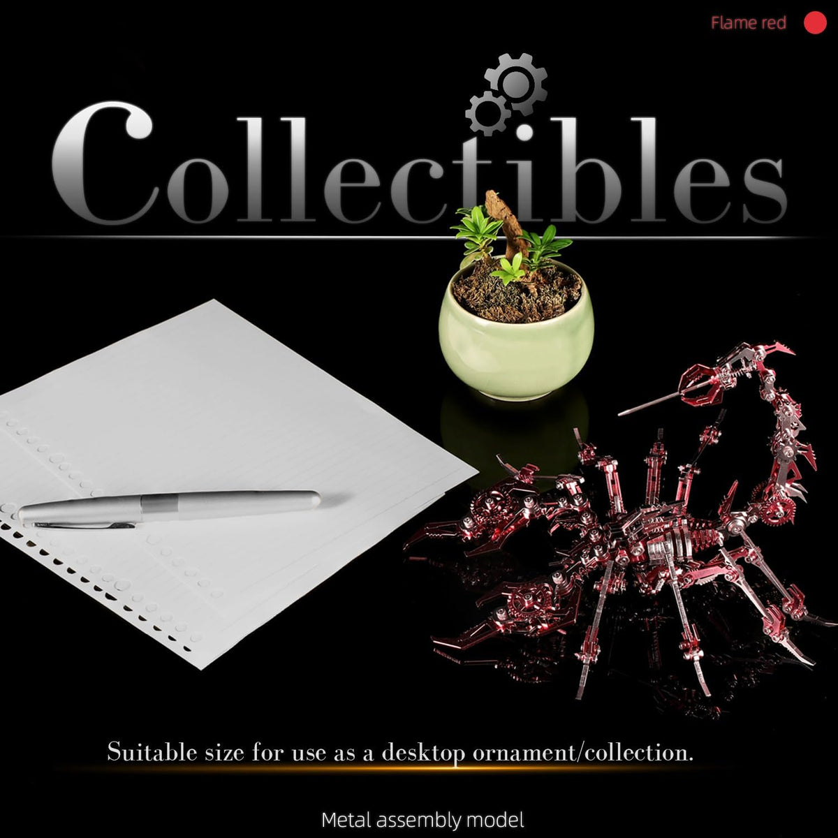 Mechanical Scorpion King Red 3D Metal Puzzle 3D Metal Model Kits DIY Mechanical Fine Assembly Model Toy Suitable for Adults and Teenagers, Enhance Hands-on Ability, Creative Decorations