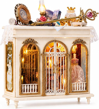 Roroom DIY Miniature House Kit, Dreamy Vanity Room Dollhouse Kit