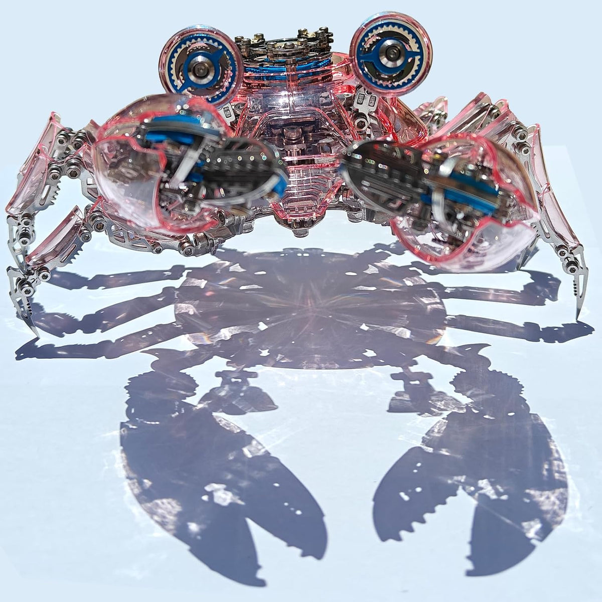 Mechanical Crab Model Kit | 3D Metal Puzzle for Adults | Articulated Alloy and Steel Construction | Movable Legs and Claws | DIY Assembly Model | LED Light Feature | Display Ornament and Gift (Pink)