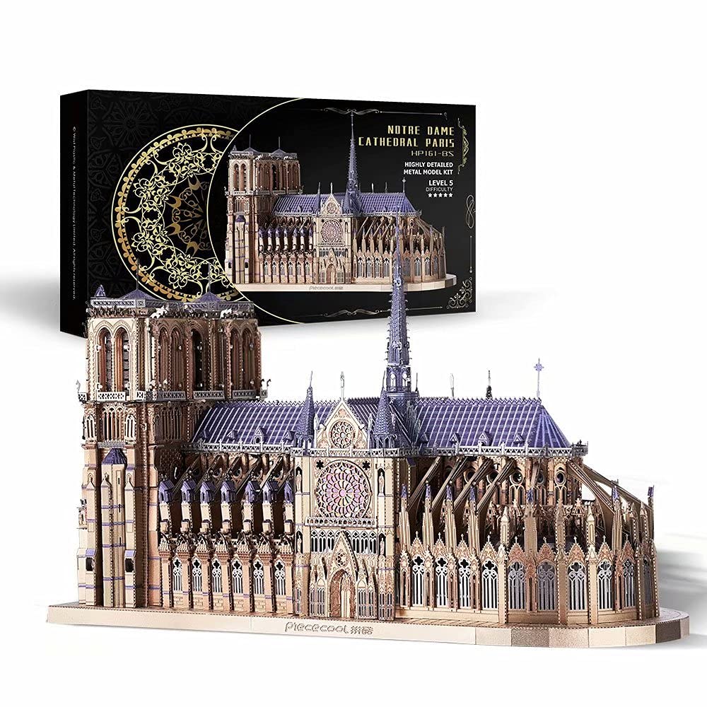 Piececool 3D Metal Puzzles for Adults and Teens, La Sagrada Família Metal Model Kit, Hobby DIY Crafts for Adult Challenge Spanish Cathedral Brain Teaser Architecture Building Kit, 450 Pcs