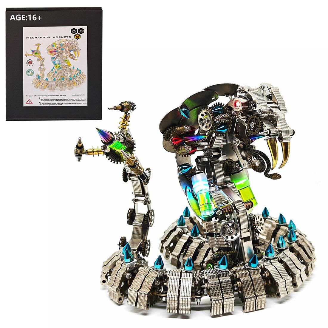 3D Metal Puzzle Piranha Plant Flower Model Kit, 400PCS DIY Assemble Steampunk Mechanical Piranha Plant Flower with LED Light, Creative Handcrafted Art Craft Desktop Display & Decoration for Adults