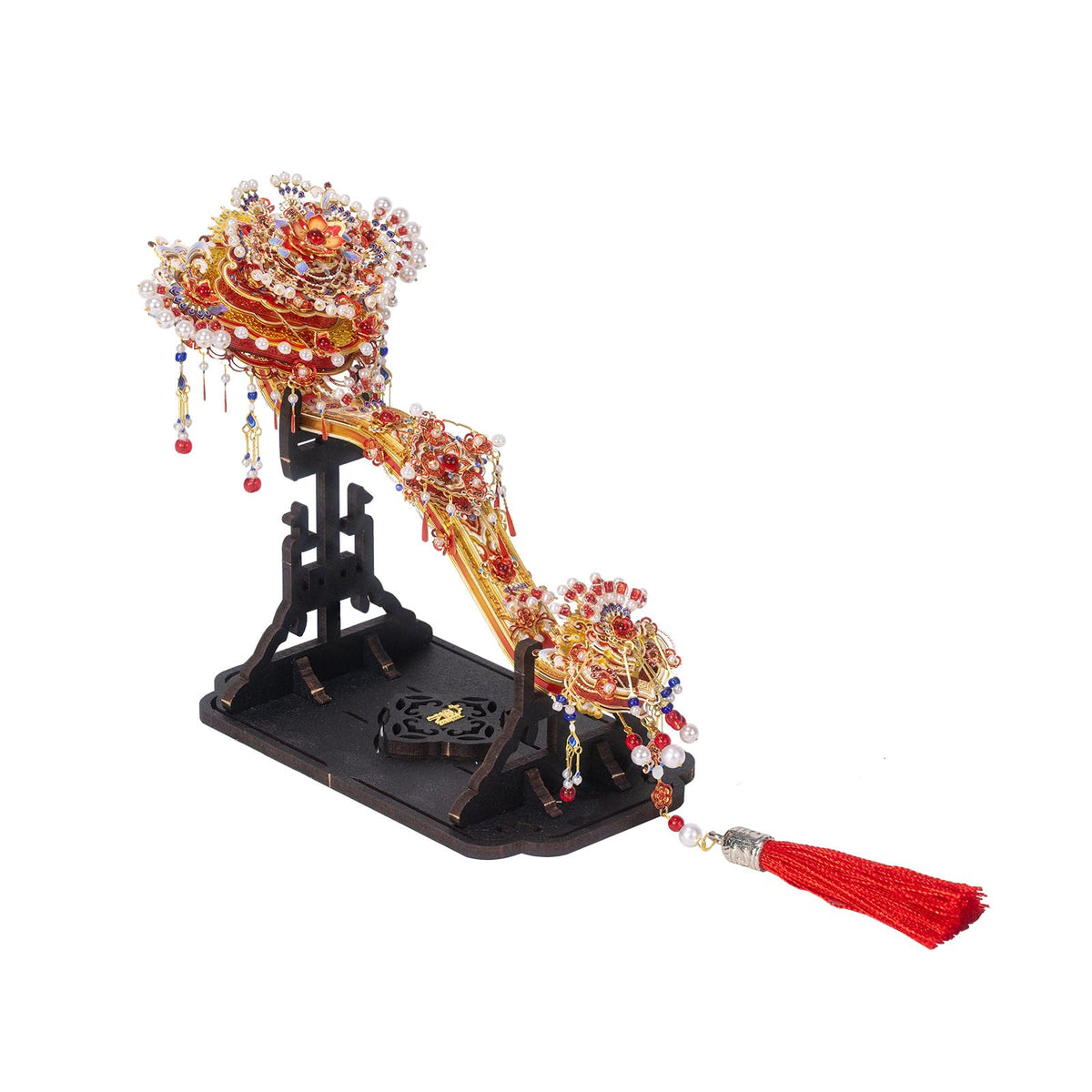 MU 3D Metal Puzzle Chinese Wedding Bridal Fan Models Kits Building 3D Wooden Puzzles Base, DIY Craft Work Miniature Building, Wedding Present Gifts Home Desk Decor