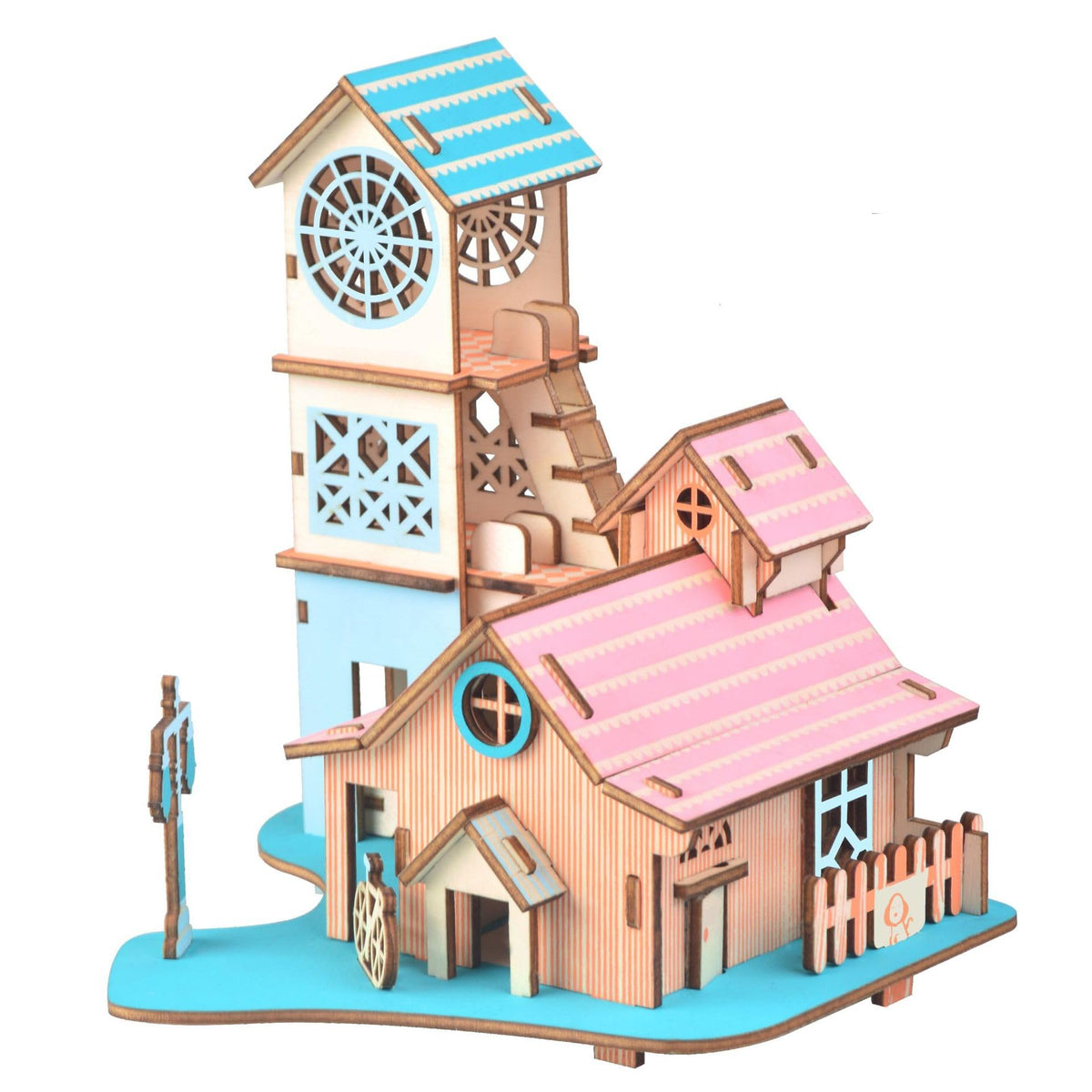 Log Cabin 3D Wooden House Puzzle,DIY Mini Building Model Kit，001