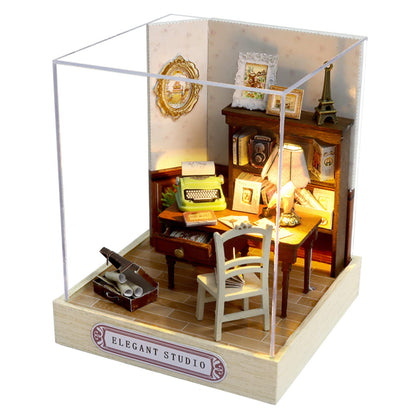 CUTEROOM DIY Doll Room Miniature Furniture Wooden House Kit-Study Room