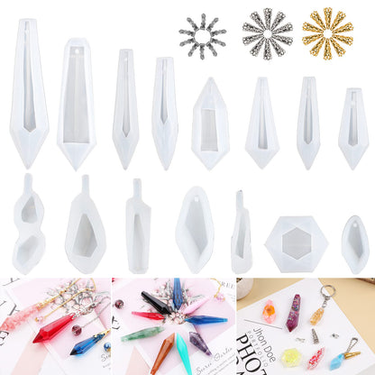 Suhome Resin Bead Molds for Jewelry 12 PCS Resin Molds Silicone with Hole Cabochon Gem Jewelry Making Epoxy Resin Molds for Earrings, Pendants,Bracelets and Necklaces