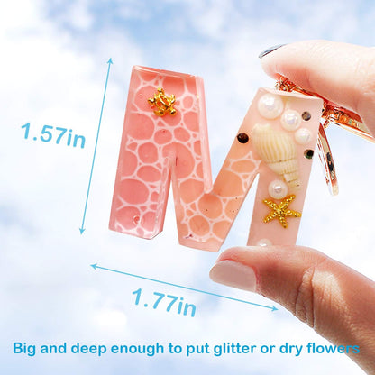 Mocoosy 134Pcs Alphabet Keychain Resin Molds Kit, Reversed Letter Number Silicone Mold Epoxy Resin Casting Molds Key Chain Making Set with 1 Hand Drill 2 Drill Bits 30 Key Rings 100 Screw Pin