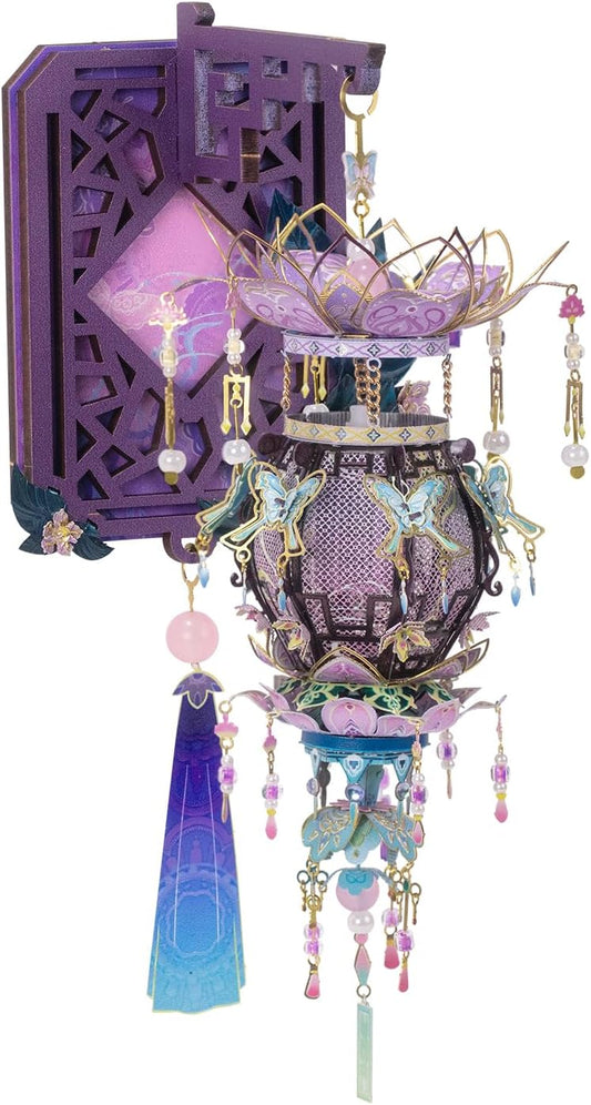 MU 3D Metal Puzzle Butterfly Lighting Palace Latern Shaped Fridge Magnets Model Kits Lamp Building 3D Puzzles for Adults, DIY Refrigerator Magnets Craft Work, Birthday Gifts Home Decor Wall Art