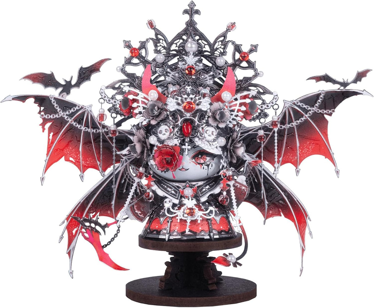 MU 3D Metal Puzzles for Adults Magnetic Interchangeable Cat Head Puzzle Vampire Dark Queen Kitty with 2 Base, Spooky Puzzle Metal Models Kits Building, DIY Sets Cat Lover Owner Gifts Collectibles