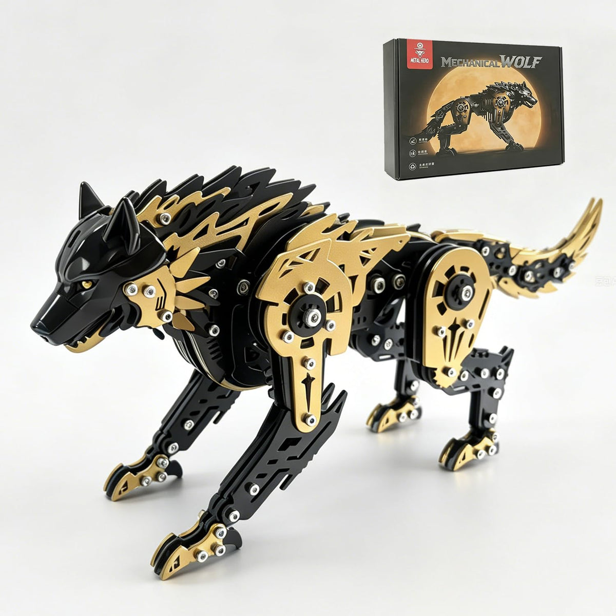 3D Metal Puzzle for Adults,Mechanical Animal Wolf Puzzle Building Set，3D Metal Model Kits, Brain Teaser Puzzles DIY Assembling for Stress Relief - A Collectible Gift for a man and boy
