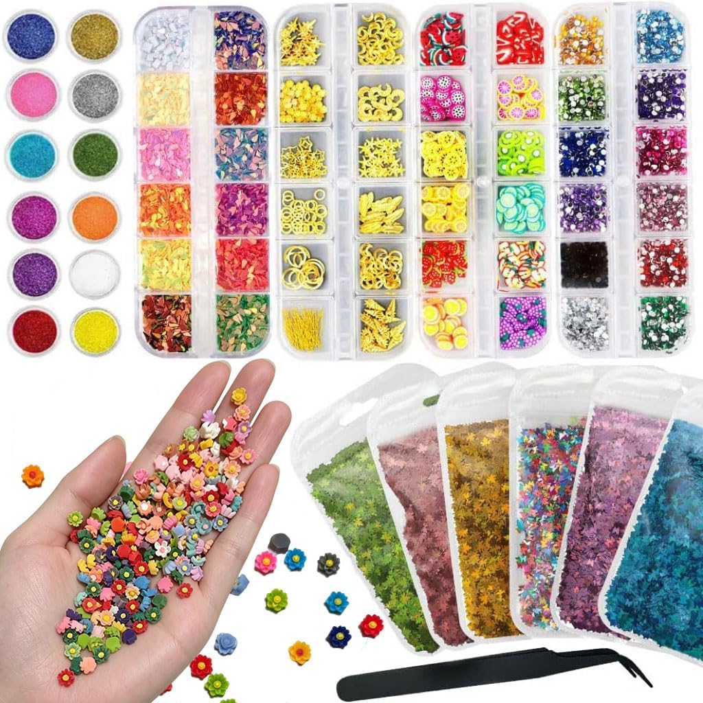 CellLuck UV Resin Inclusions Kit for Jewelry Making - Epoxy Resin Craft Supplies for Beginners with Glitter Flakes, Sequins, Tiny Flowers for DIY Crafts and Nail Art
